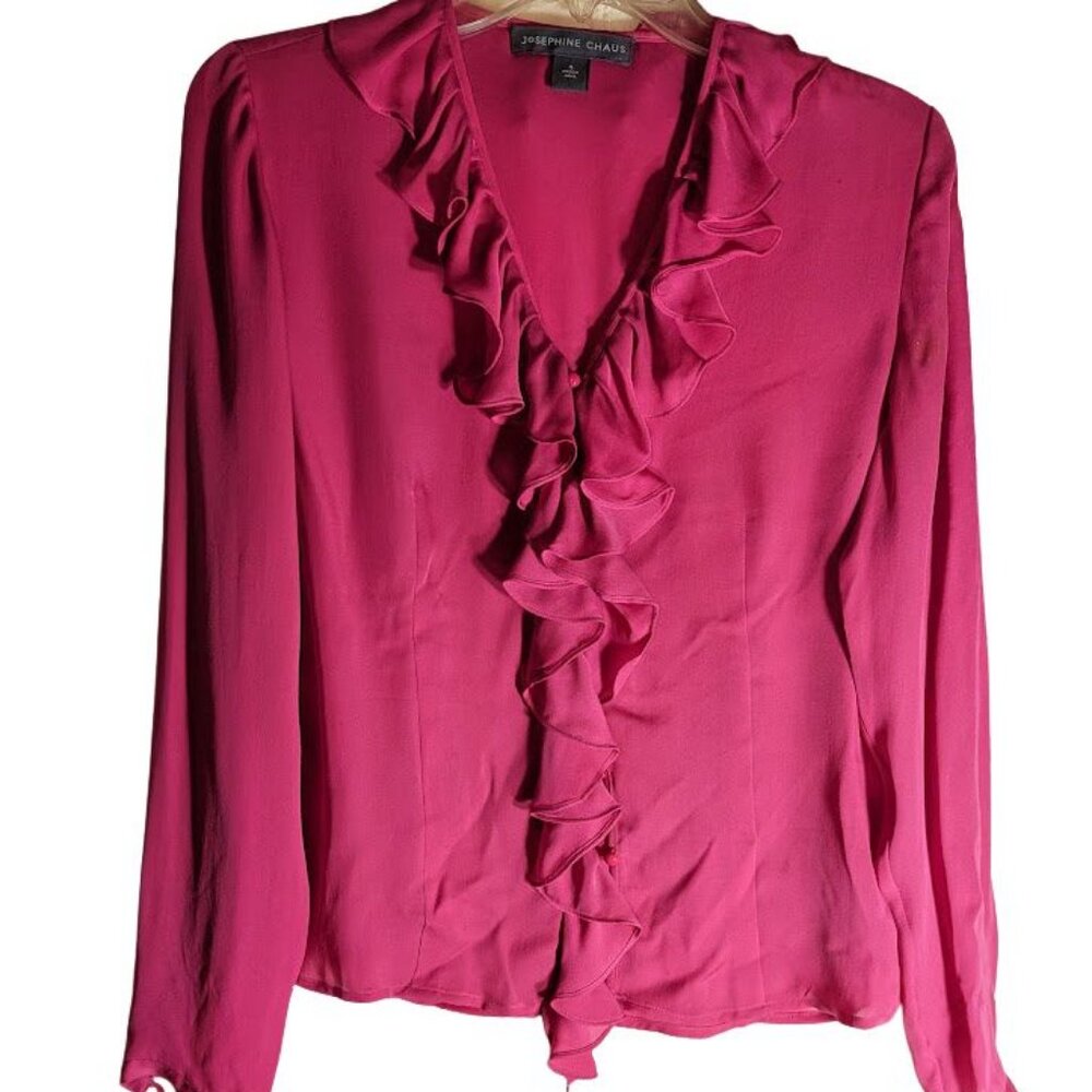 Y2K Josephine Women's Magenta Chiffon Spanish Ruffle Fairy Vintage Blouse Size 4